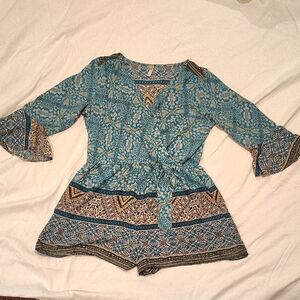 Bohemian Blue Patterned Romper